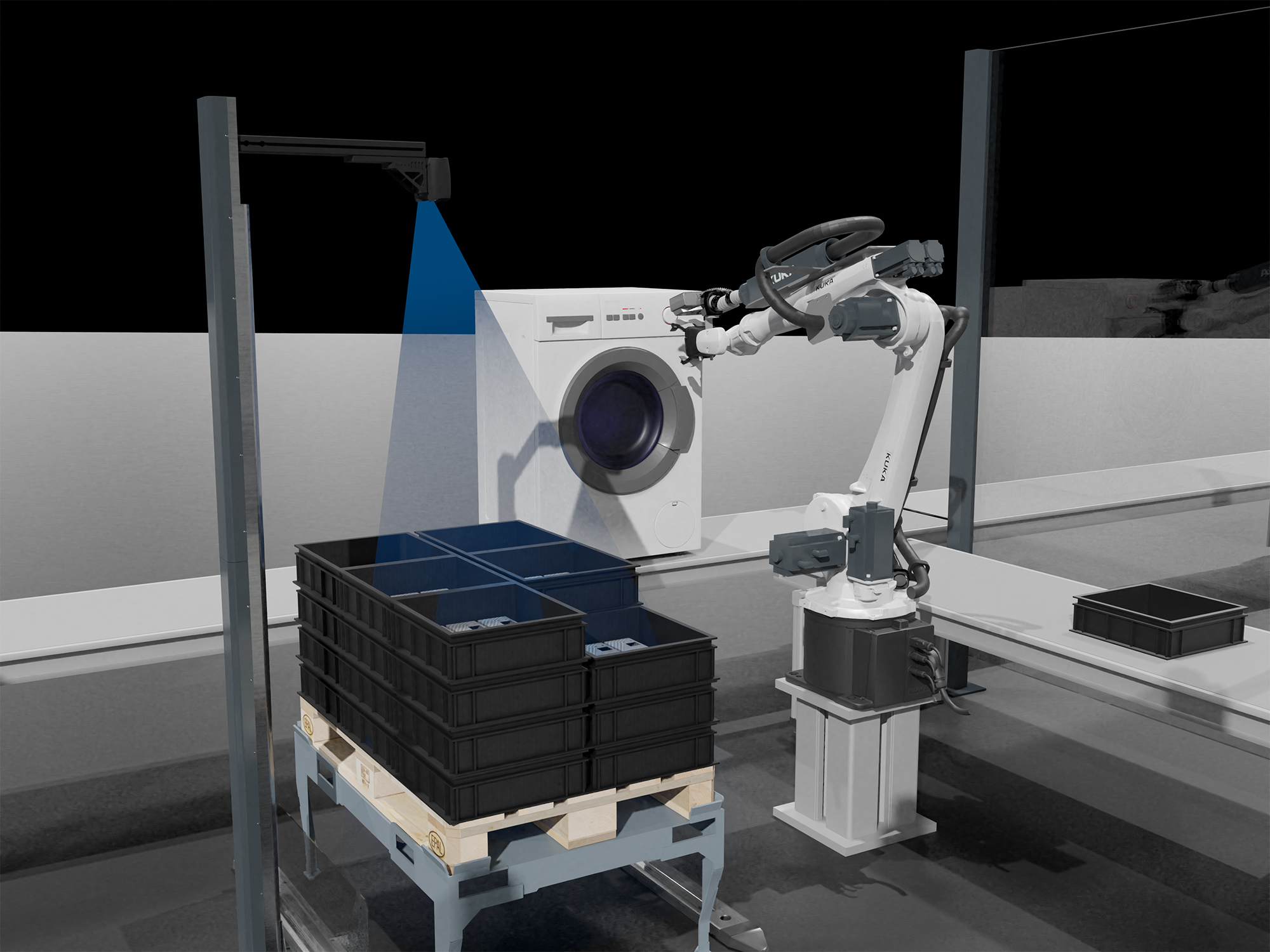With 2D and 3D position recognition, robots detect the position of components.